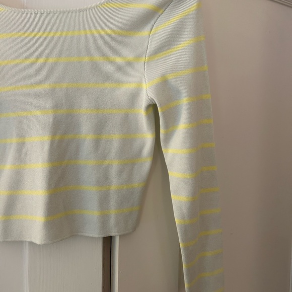 ZARA light blue and green Stripped Low Back Crop Top - Picture 2 of 8